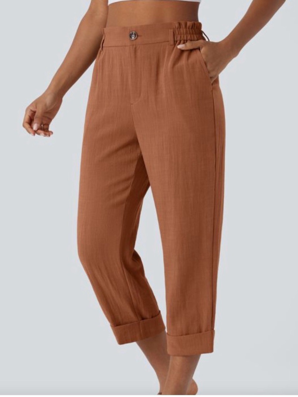 HALARA high waisted Cropped with pockets linen feel Pants size XL NWOT